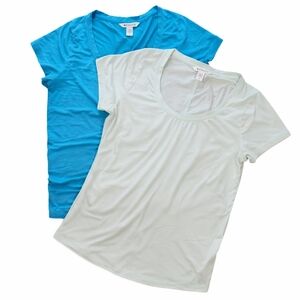 Athleta Short Sleeve Scoop Neck Tops Bundle S (Fits M) Mint Blue 2 Pack